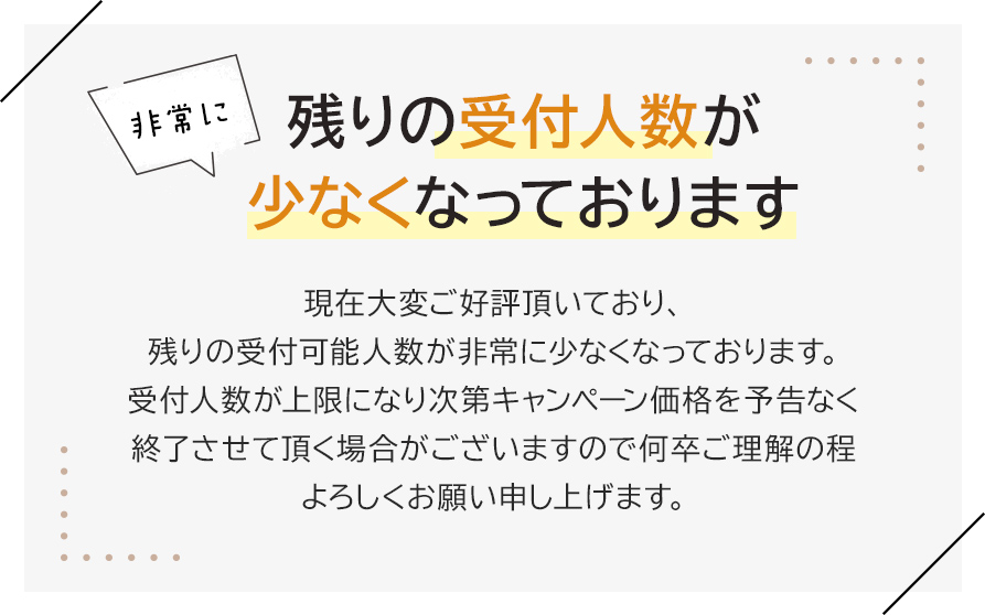 受付人数が少なくなっております